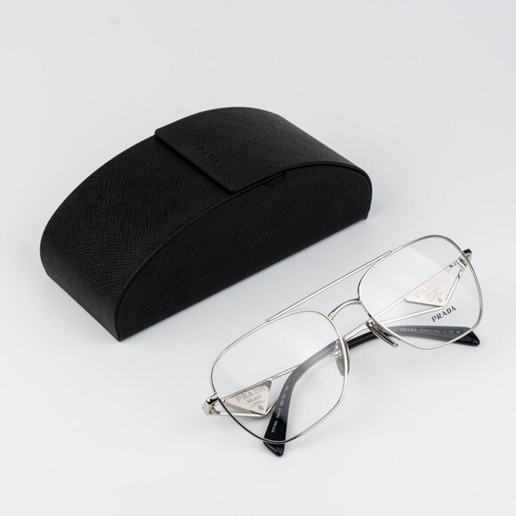 Prada Women Eyeglasses Gold Rectangle PRB50V 1BC1O1 NEW AUTHENTIC - Picture 2 of 10